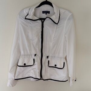 Jones New York White Utility Jacket with Black Trim
